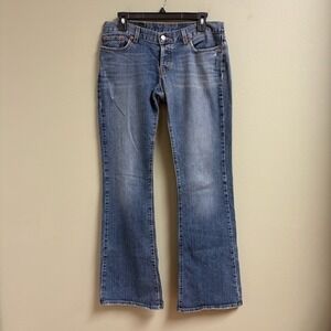 Lucky Brand Womens Lil Maggie Jean Y2K Size 30 Flare Low Rise VTG 90s Distressed